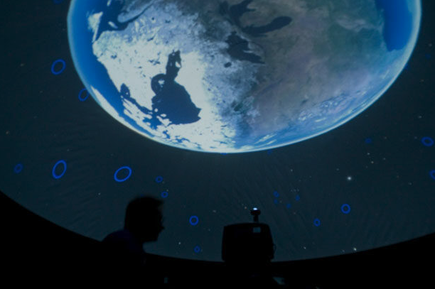 Planetarium view of earth from space